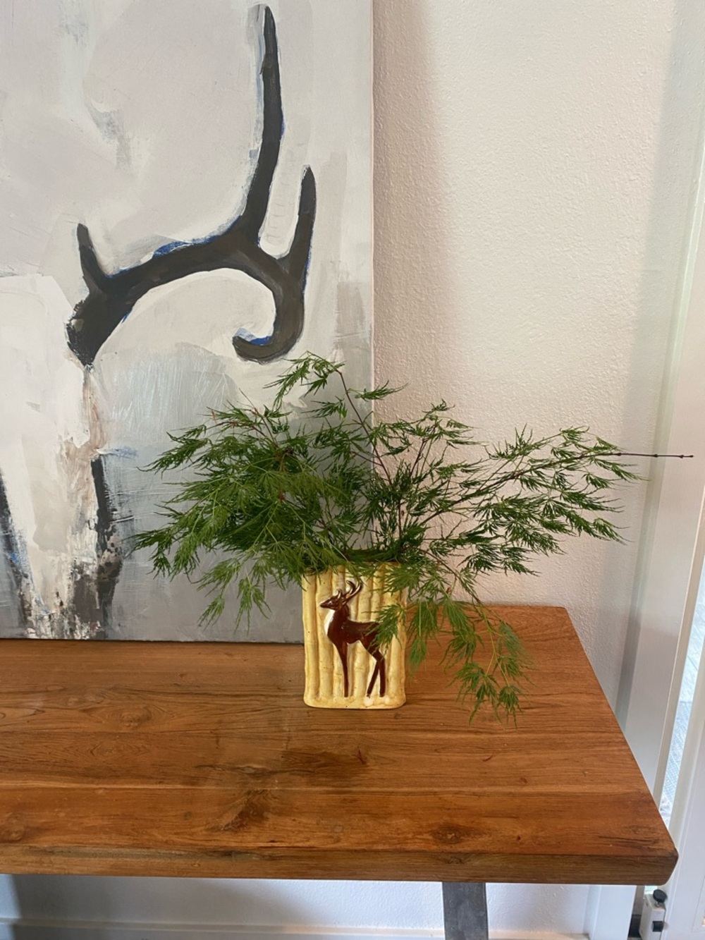 Gold Deer Ceramic Vase - vintage great for rustic modern decor